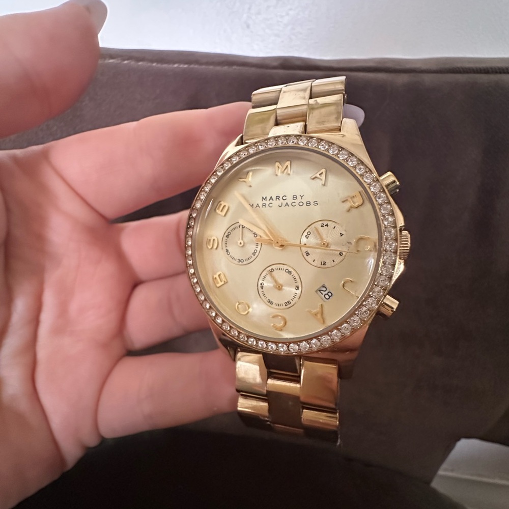 Marc Jacobs Gold-Tone Watch with Crystal Detailing